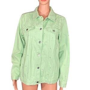 Quacker Factory Light Green Jean Jacket